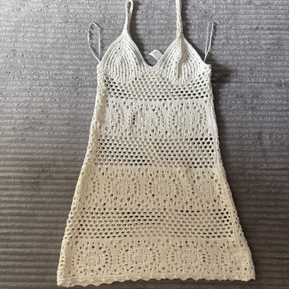 Aerie Cream White Knit Cover-Up Beach Swim Pool Dress Size Small New With Tags - Picture 1 of 5